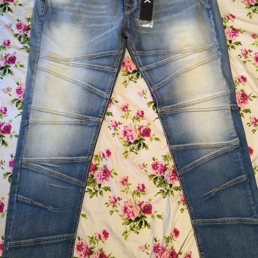 Kdnk Llim Moto-Style Jeans in Light Blue